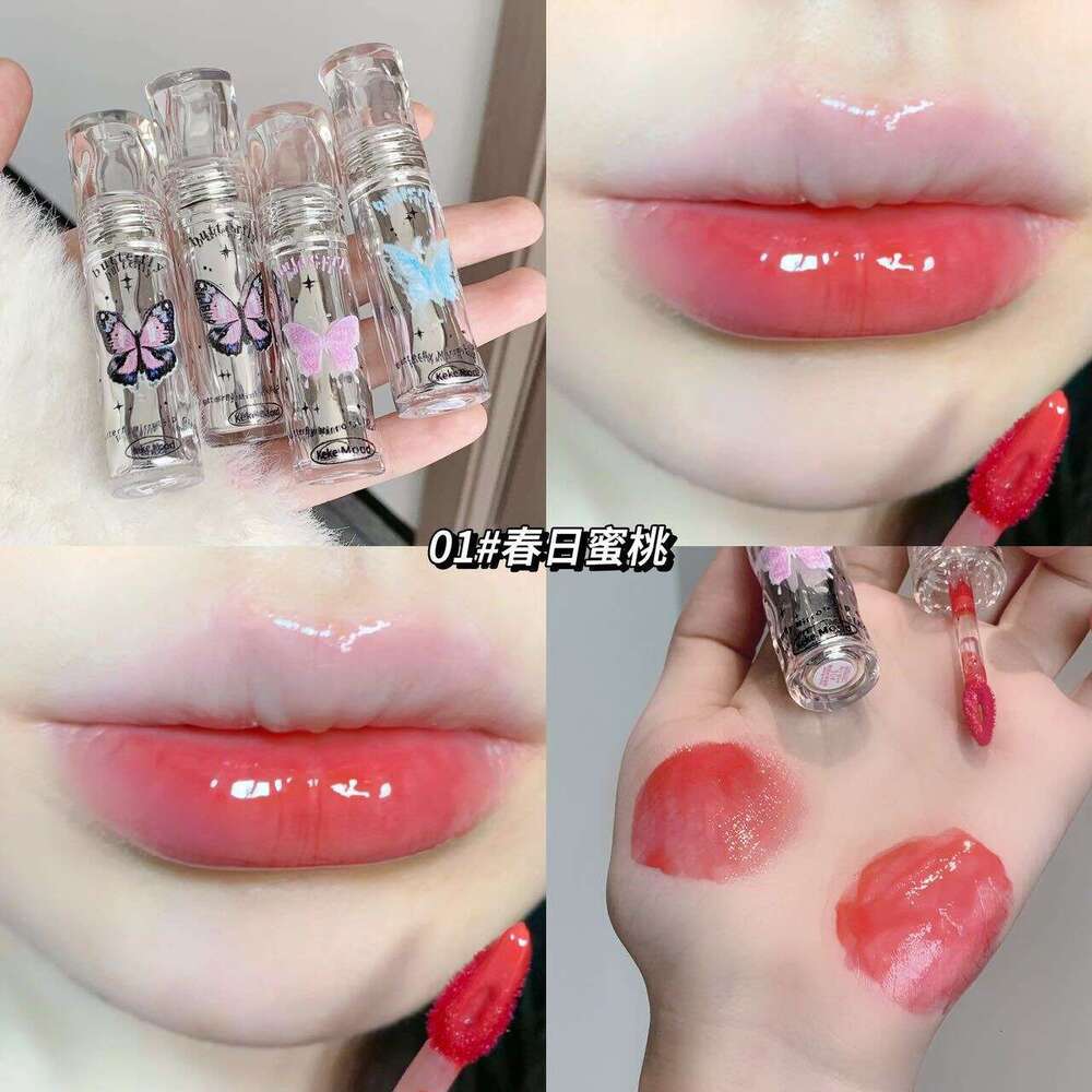 Kekemood Butterfly Moisturizing Glass Lip Balm Water Gloss Mirror Lipstick for Students Free shipping