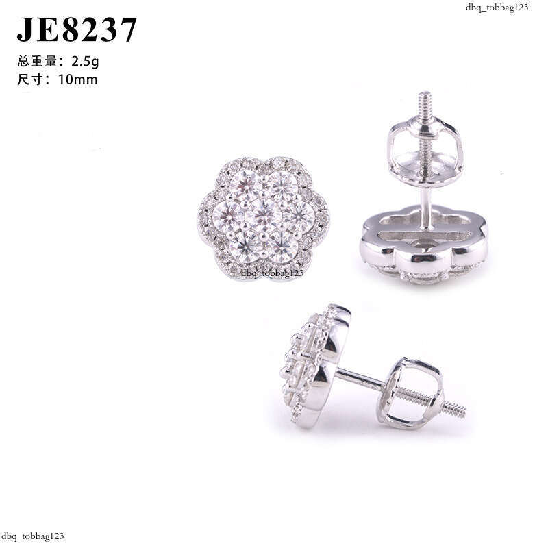 ICED OUT Flower Sier Moissanite Full Inlay Hip Hop Exclusive Earrings