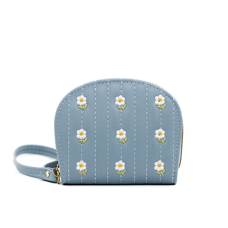Luxury Bag Short Floral Embroidery Shell-shaped Large Capacity Handheld Organ Girl Card Holder