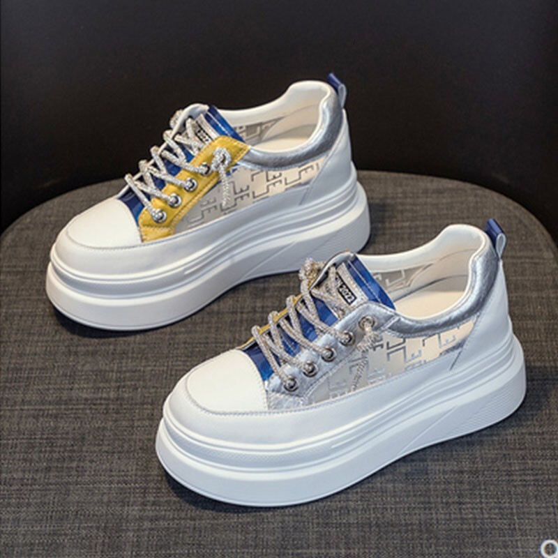 Thick soled sneakers 2025 designer's new height increasing women's shoes with mesh straps