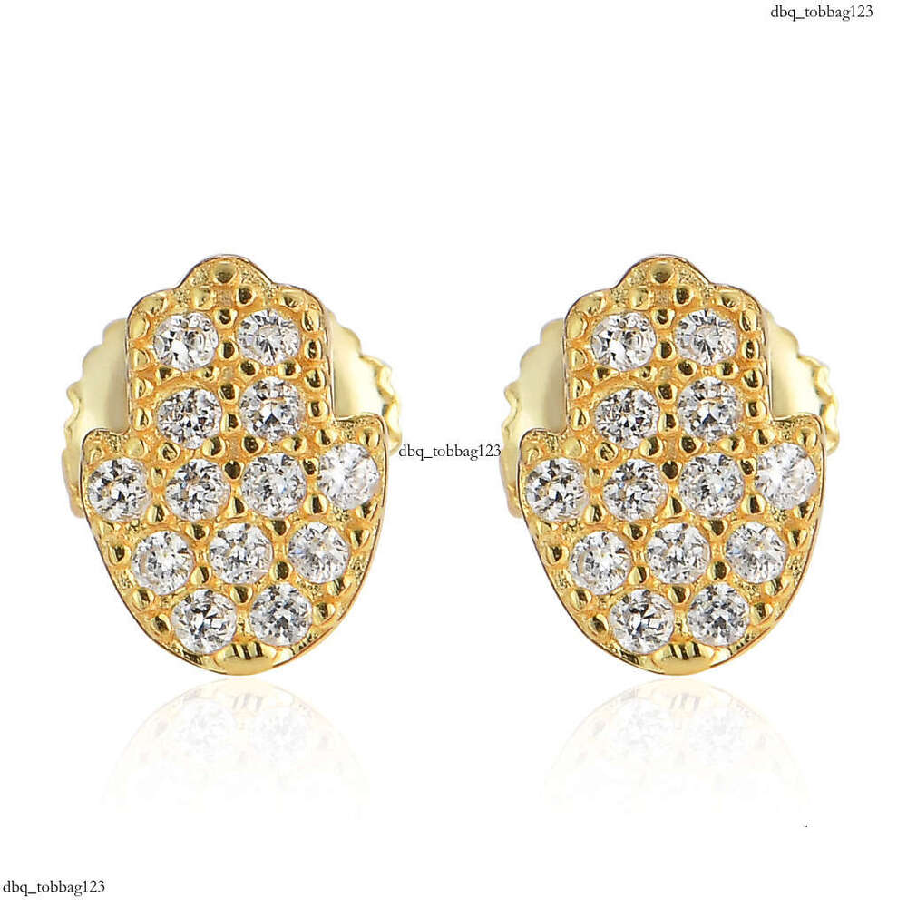 New Micro-Paved Zircon Iced Out VVS Small Hand Hip-Hop Earrings