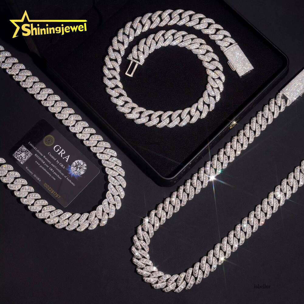 High-Quality Hip-Hop Jewelry Iced Out VVS Moissanite Heavy 18Mm Sier Cuban Chain Necklace