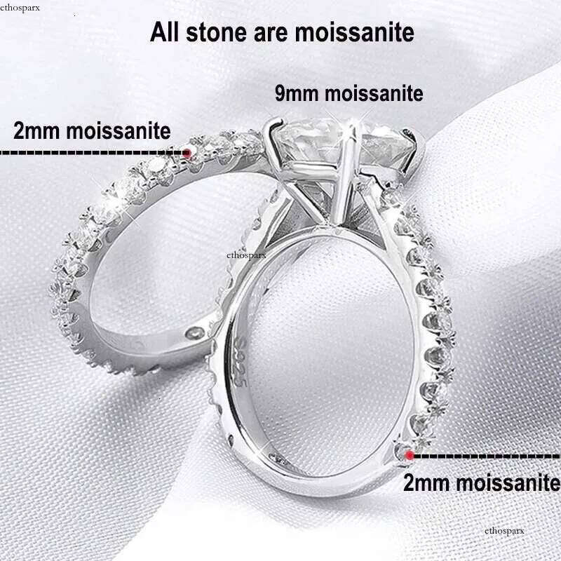 Full Moissanite Bridal Rings Set with Gra Certificate D Color Dia Engagement Ring Sterling Sier Wedding Band for Women