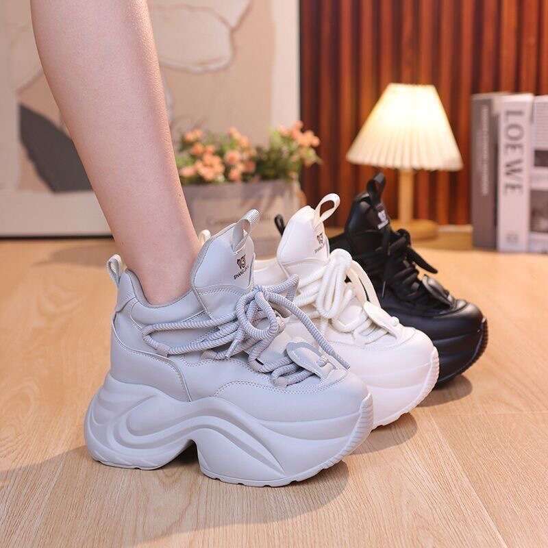 8cm Height Increasing Designer Shoes Soft Dad Shoes for Women 2025 Autumn New Thickened Sports Casual Thick Sole Ins Versatile