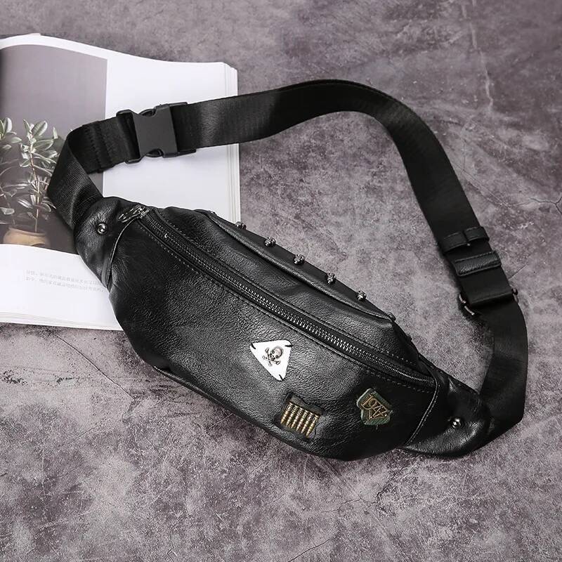 Annmouler Waist Pack Travel Phone Belt Pouch for Women Men Pu Leather Fashion Shoulder Chest Bag Unisex Hip Bags