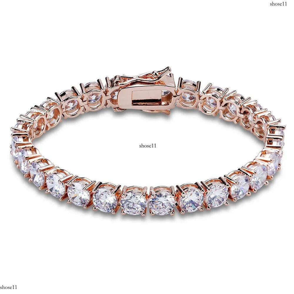 Gold Plated Hip Hop Zircon Tennis Chain Bracelet 2.5-6mm Single Row Iced Out Dia for Men & Women Cuban Chains Rapper Jewelry Gifts