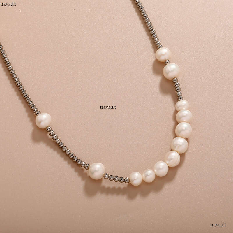 Pearl Sterling Silver Necklace Hip-Hop Trendy Simple Clavicle Chain