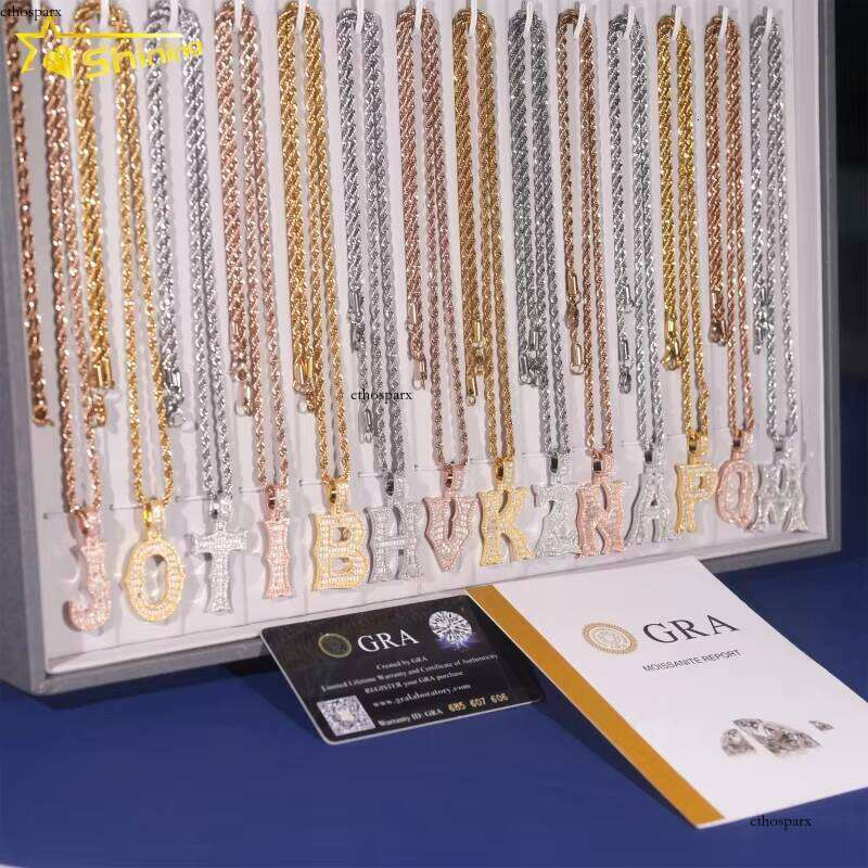 Hot Selling Pass Tester Hip Hop Pendants Sterling Sier a to Z Baguette Moissanite Dia Letter Pendant