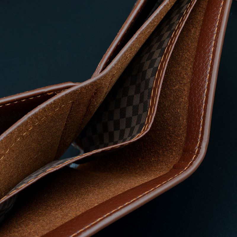 New Designer Bag Wallet Short Men's Driver's License Thin Wallet Off Horizontal Luxury Bag Business Casual Lychee Pattern Retro Soft Leather