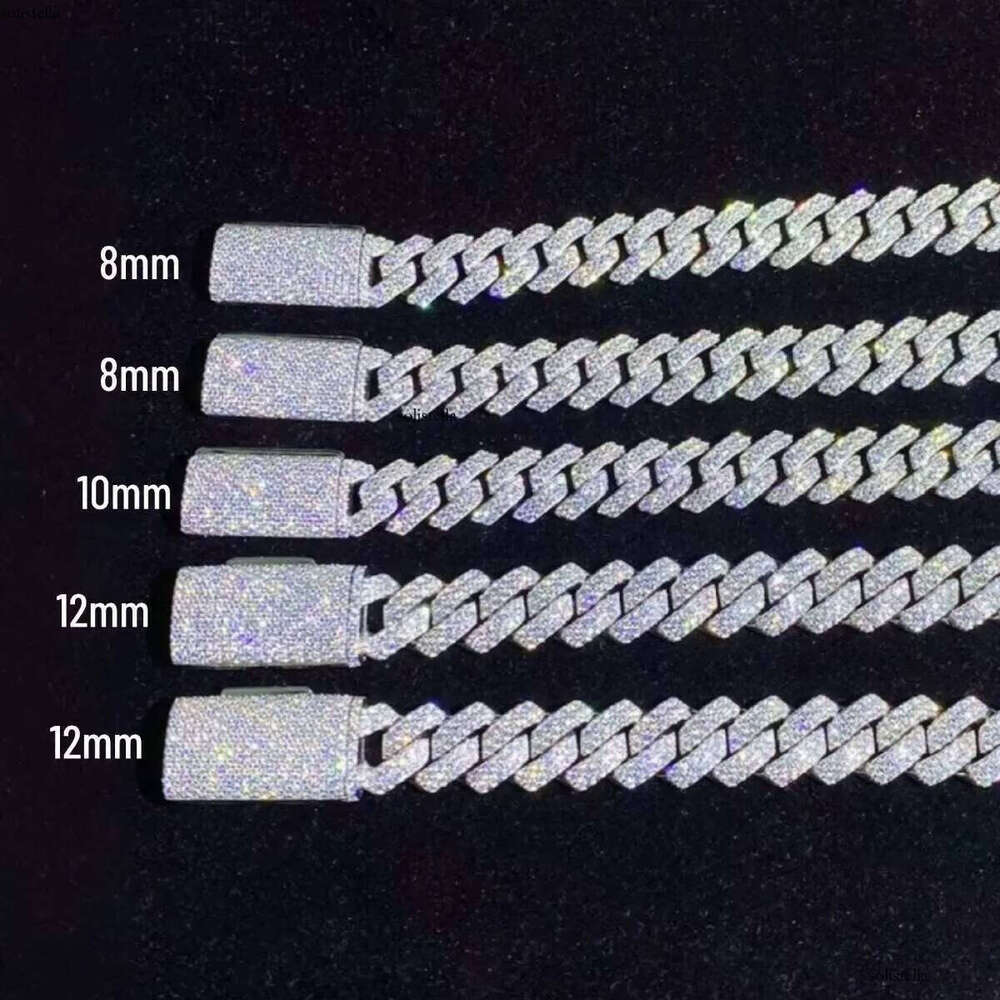 Best Selling Pass Tester 10mm Two Rows Sterling Sier Iced Out Hip Hop Vvs Moissanite Dia Cuban Link Chain Men