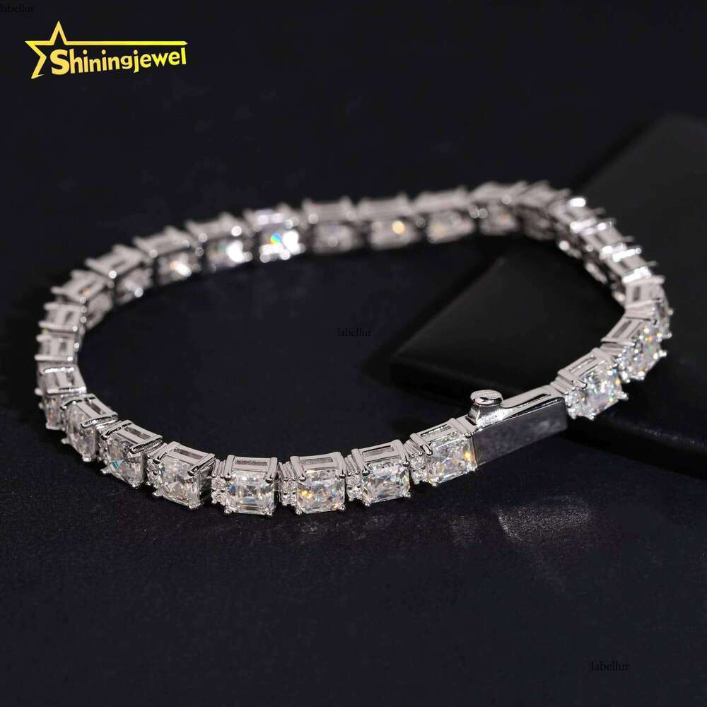 New Design Sier VVS Tennis Women's Boutique Jewelry Asscher Cut Silicon Bracelet Tester Approved