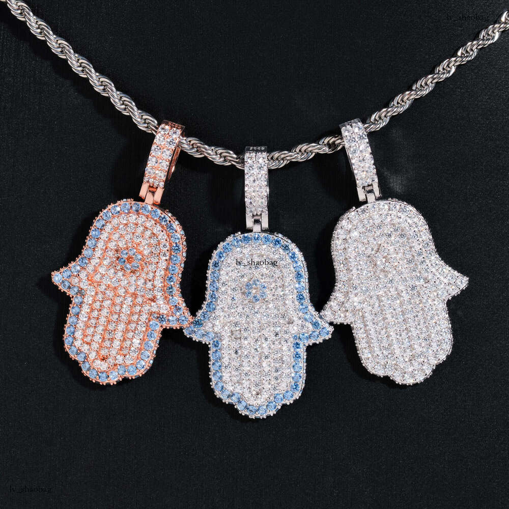 Hip-Hop Style Fatima's Palm Iced Out VVS Inlaid Moissanite chain Trendy Personality Niche Pendant Jewelry