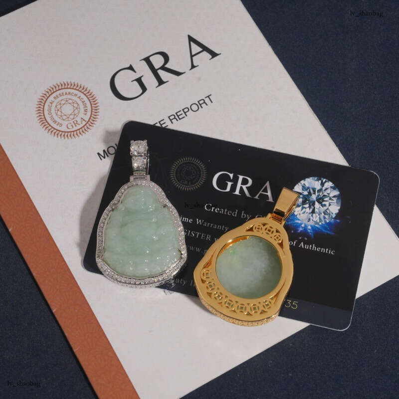 New Chinese Style Natural Jade Buddha with Sier Inlay and Moissanite Pendant