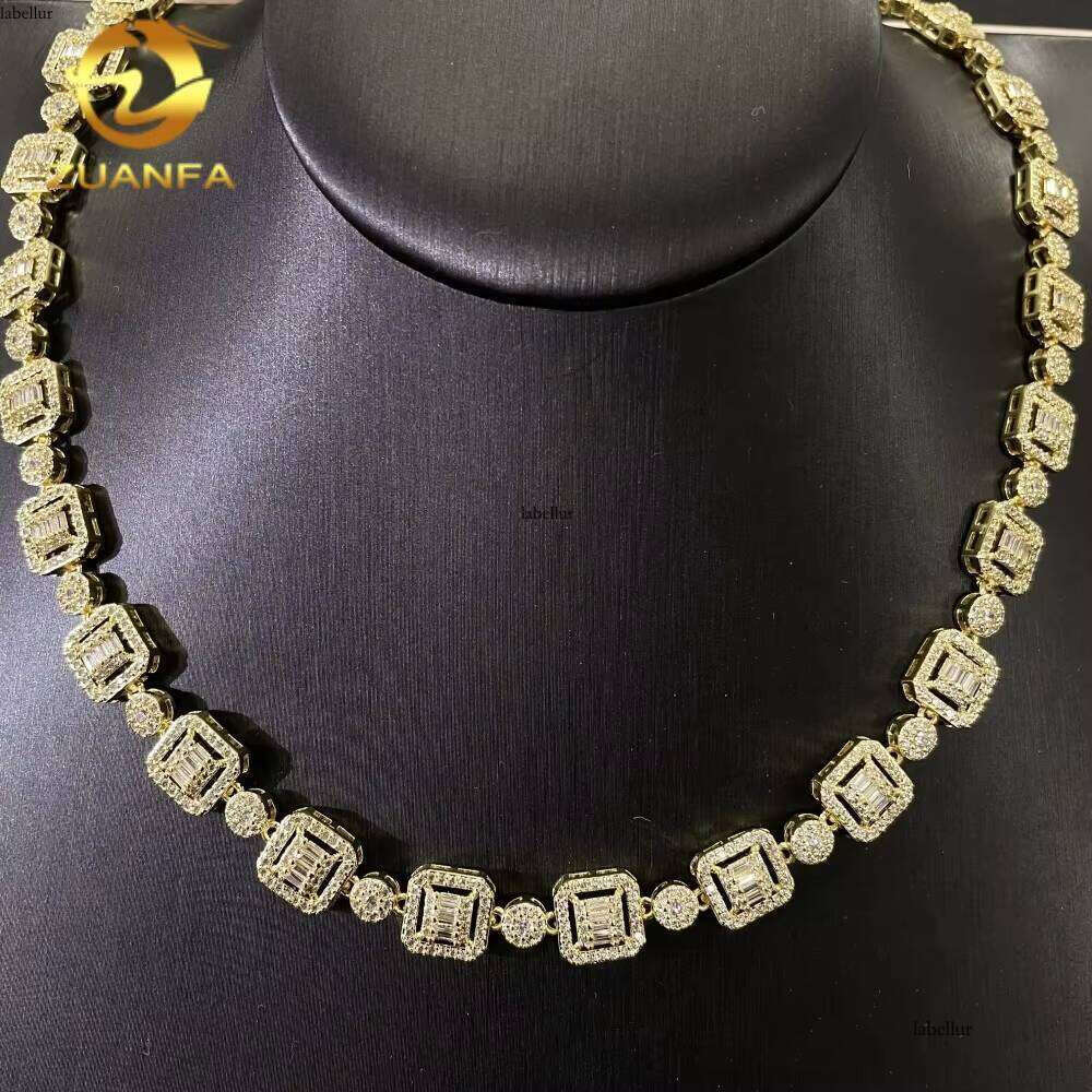 High-Quality Hip-Hop Jewelry 9.5mm Cuban Sier Iced Out Cluster Pyroxene Tennis Chain Necklace