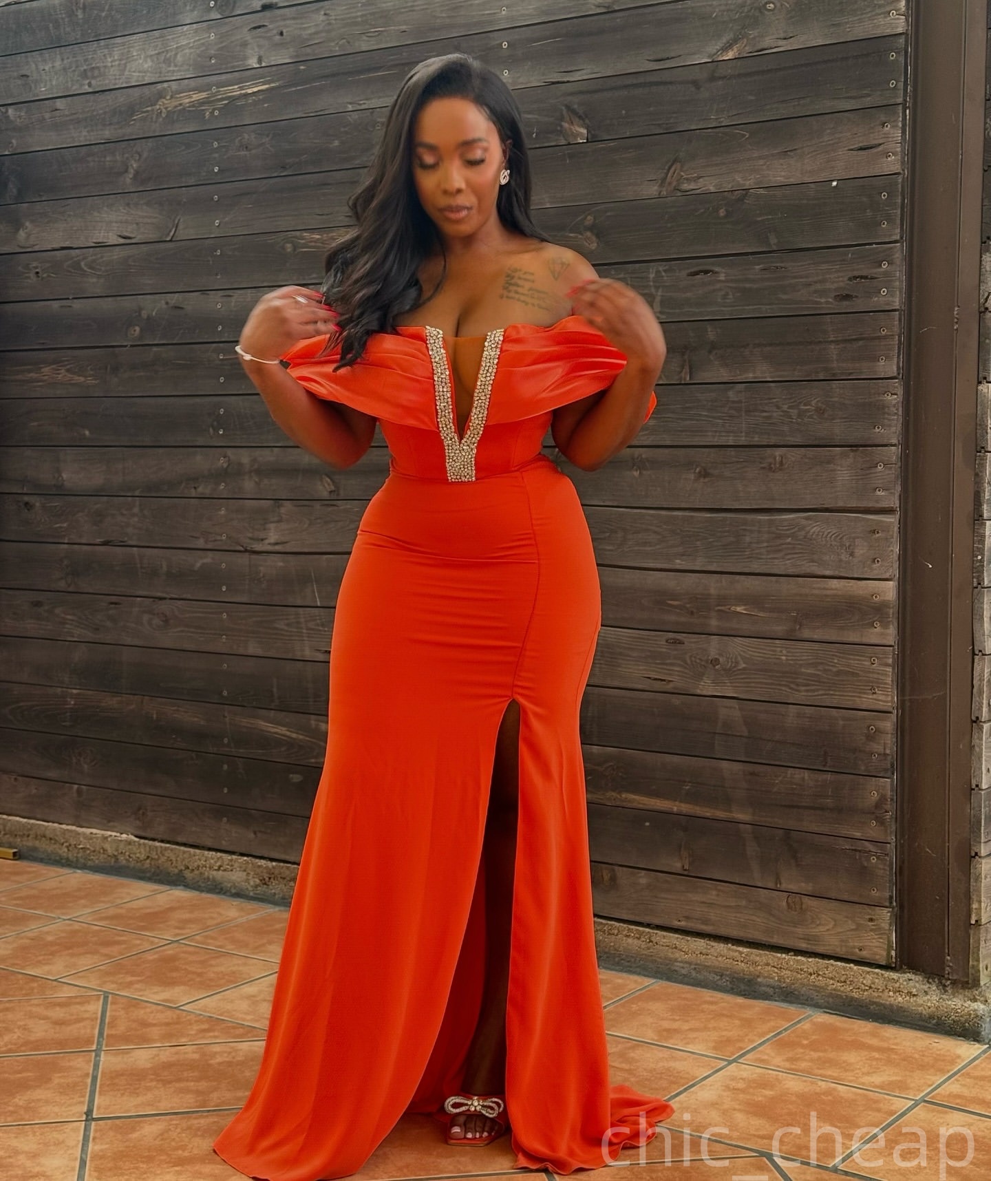 Mermaid Burnt Orange Prom Dresses 2025 Off Shoulder Crystals Satin Evening Formal Party Second Birthday Engagement Gowns Plus Size Dress For Special O