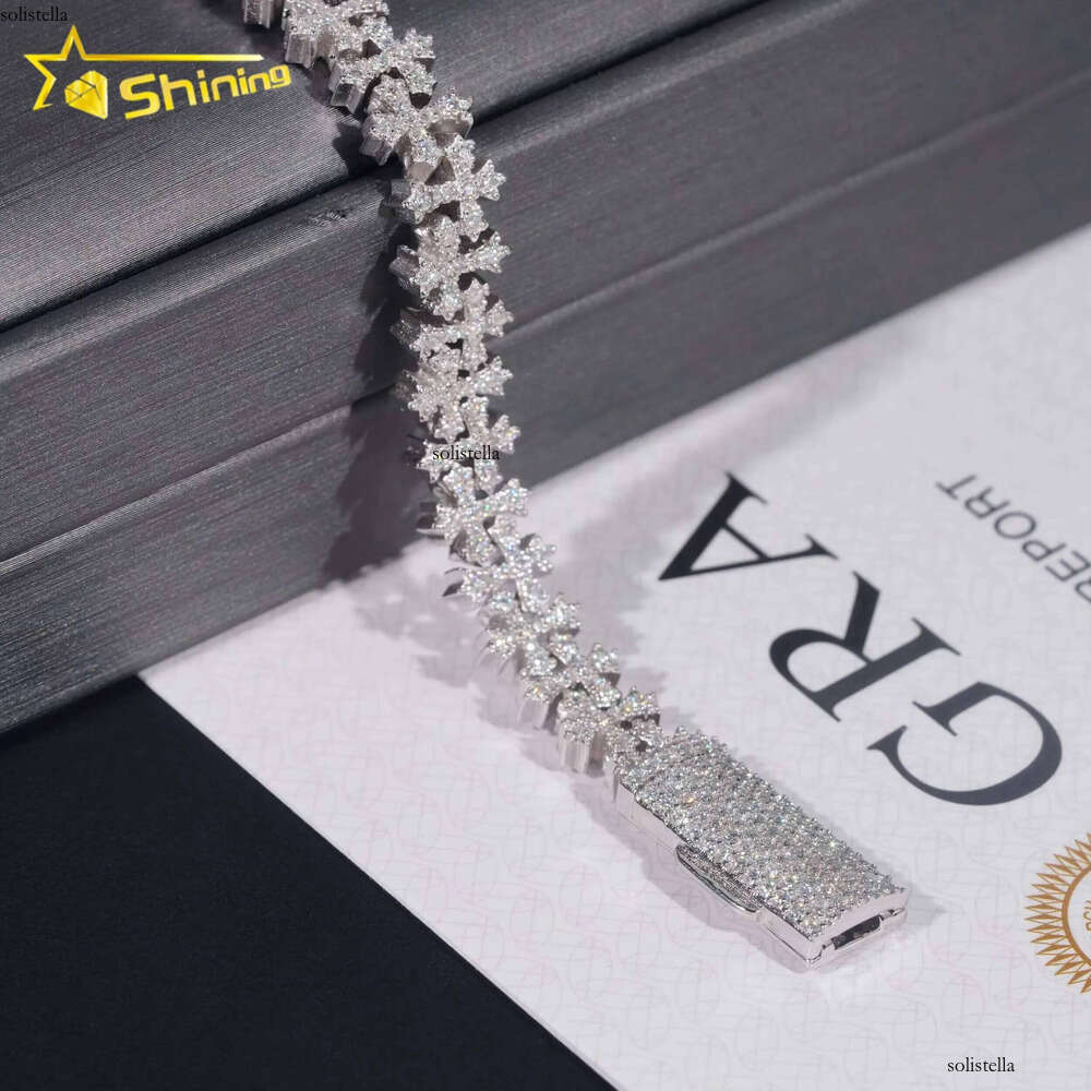 Small Size Cuban Link Chain Sterling Sier Moissanite Cross Bracelets Hip Hop Mens Jewelry
