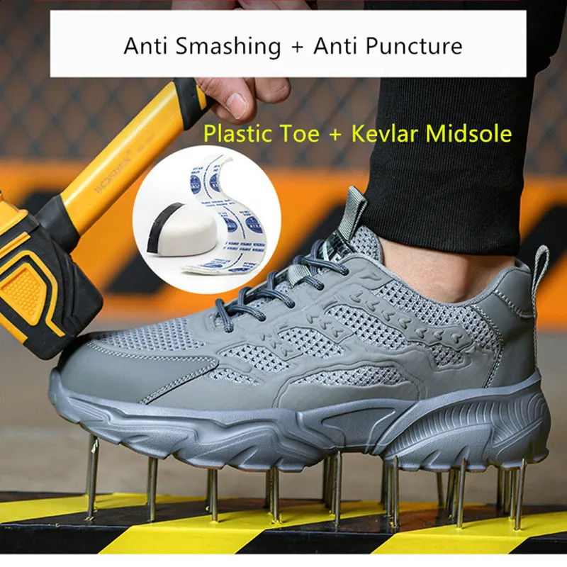 summer safety sneakers white safety work shoes for men work breathable shoes comfortable woman safety shoes plastic toe cap boot 250805