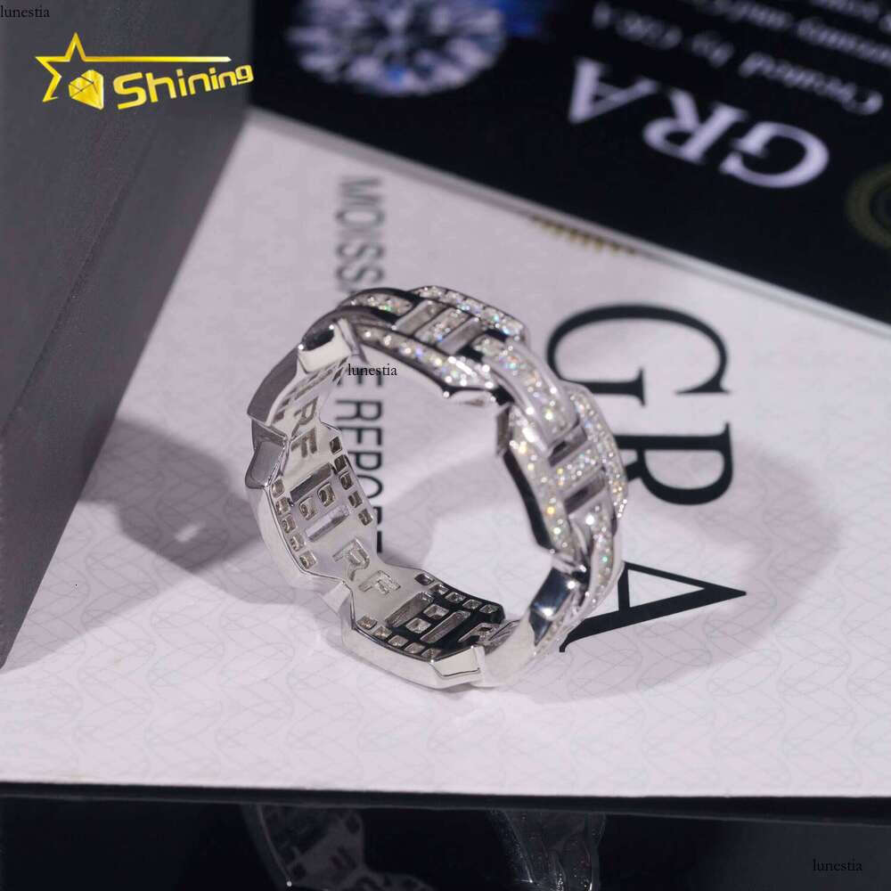 Hip Hop Jewelry Pure Silver Full Eternal VVS Inlaid Stone Iced Out Men's Ring