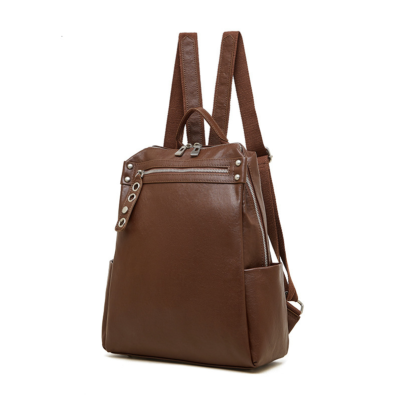 Top Layer Vegetable Tanned New Large Capacity Travel Lightweight Niche Genuine Leather Women's Bag Business Trip Backpack
