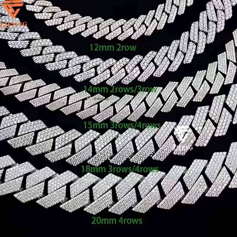 Best Selling Pass Tester 10mm Two Rows Sterling Sier Iced Out Hip Hop Vvs Moissanite Dia Cuban Link Chain Men