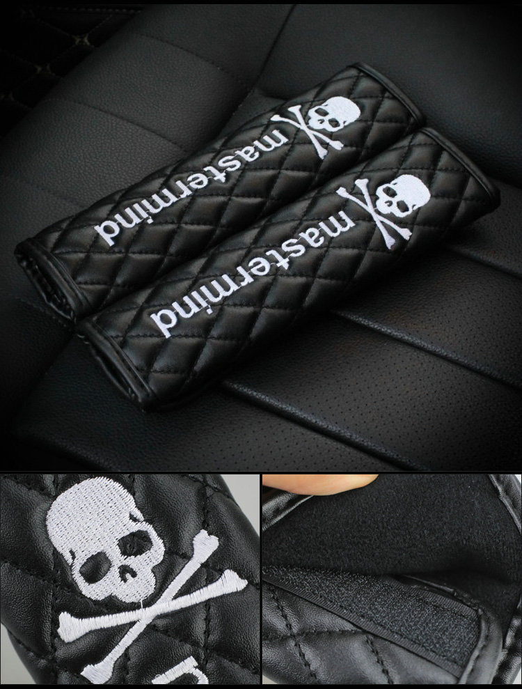 Car-mounted seat belt protection cover with skull-shaped shoulder guard