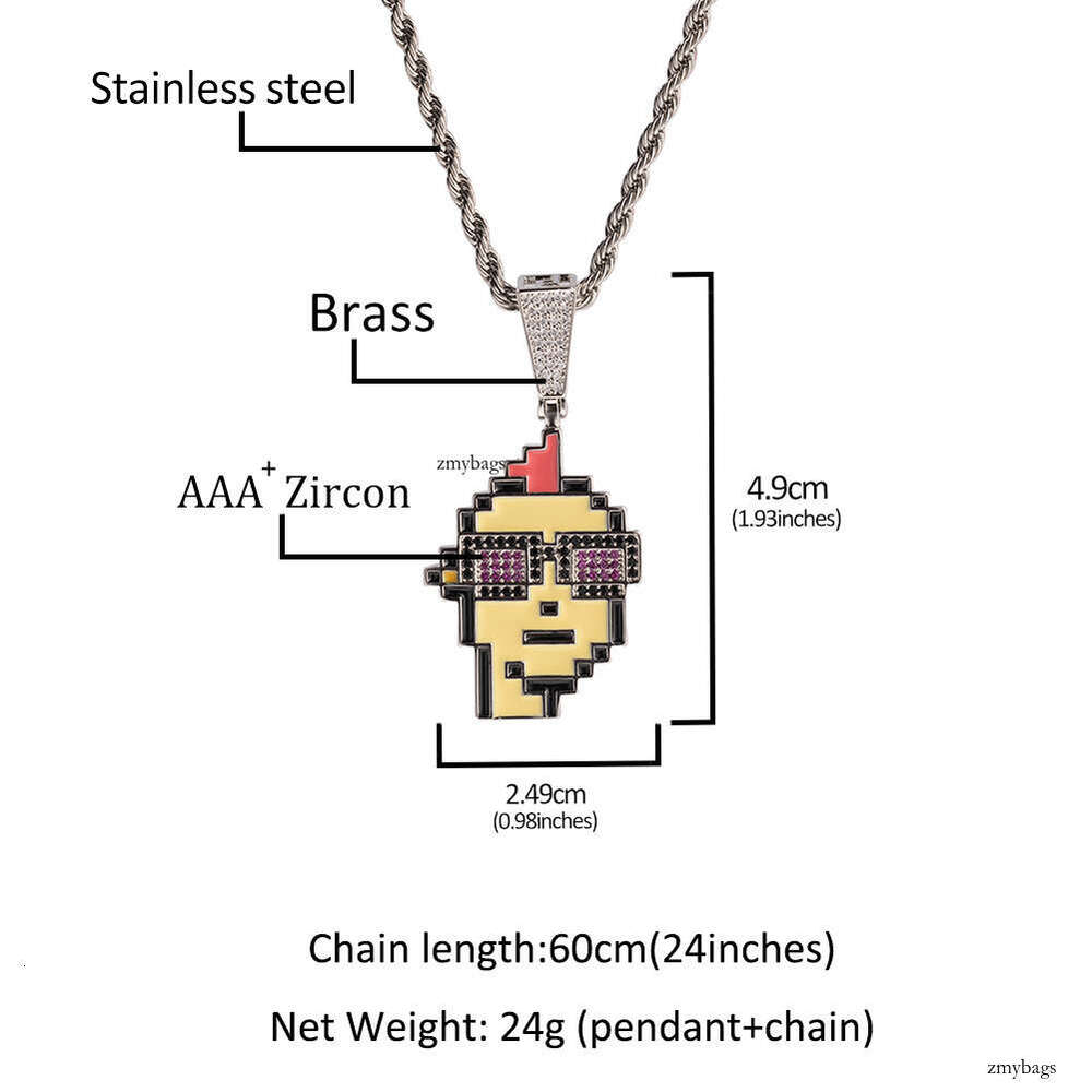 Hip-Hop Kid New NFT Avatar Cartoon Men and Women Personality Trend Necklace Cute Character Pendant Jewelry