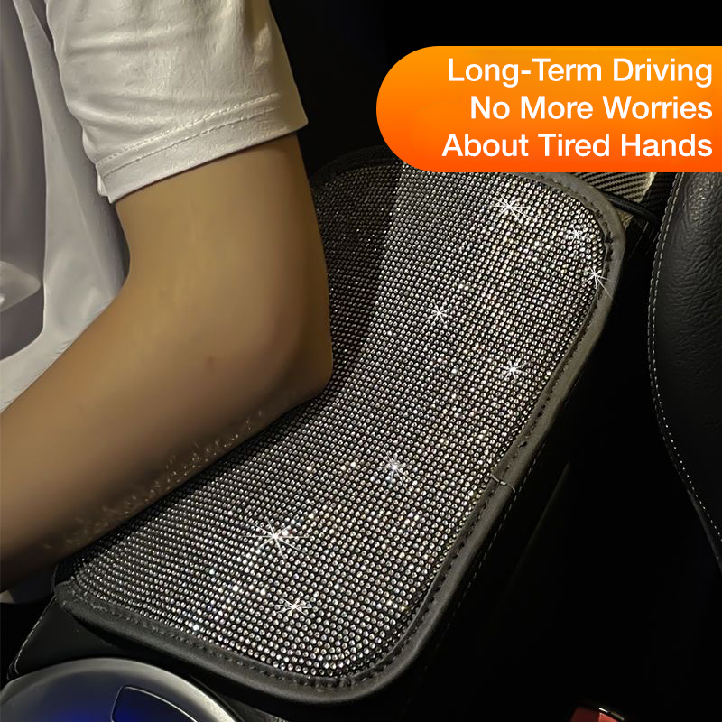 Stained diamond car seat armrest cushion with colored diamonds, blue diamonds, black diamonds, black and white diamond patterns, green diamonds
