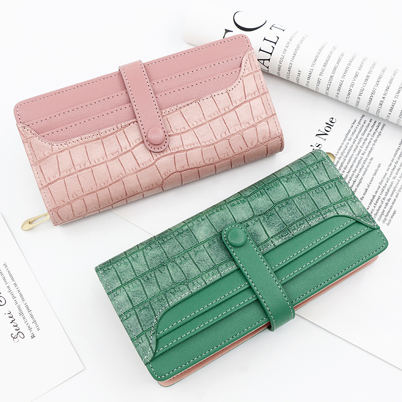 Personalized Women's Luxury Bag Long Wallet Zipper Buckle Solid Color Wallet Stone Pattern Card Holder Clutch Coin Purse