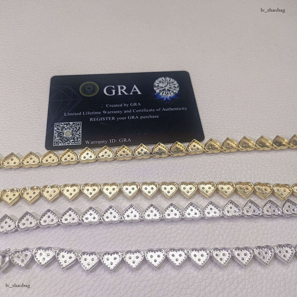 Hip-Hop Heart Style Sier Full Inlaid Moissanite Cuban Bracelet Necklace