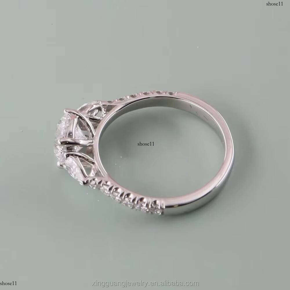 Hot Sale Trilogy Style 1.0CT GRA Moissanite Round Custom 14K White Gold Engagement Wedding Dia Ring Women Men