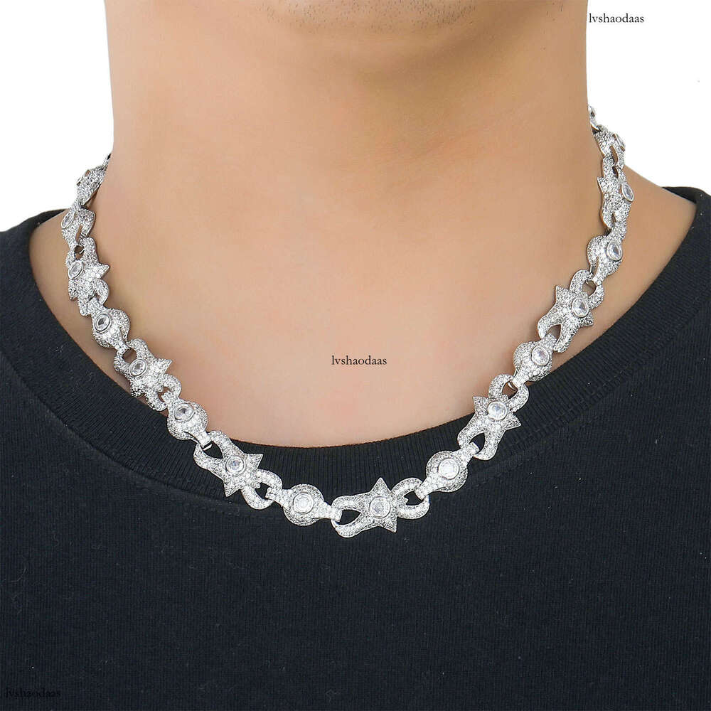 New Necklace 10mm Eye Cuban Chain Micro-Paved Moissanite chain Creative Niche Unisex Hip-Hop Accessories