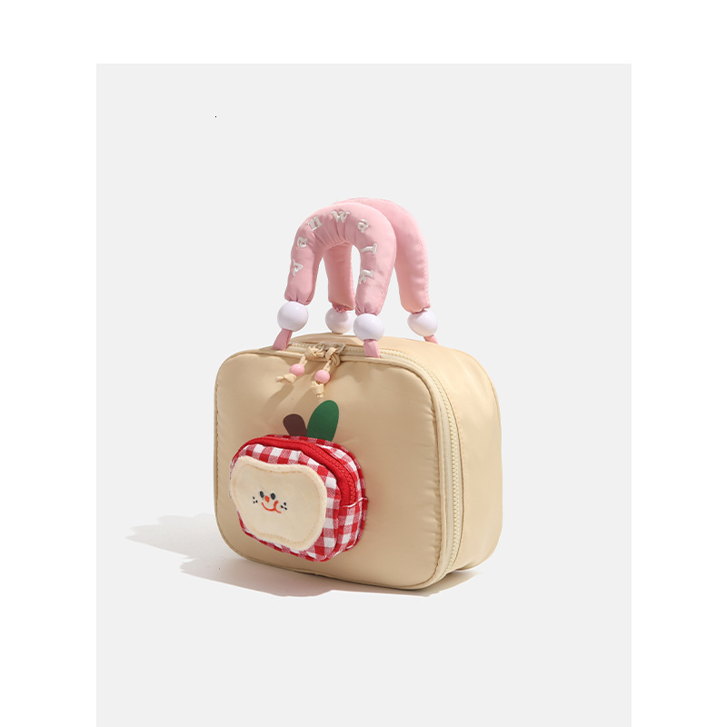 Lightweight Portable Girl's Travel Storage Bag Pastoral Style 3D Cartoon Apple ddmymoon