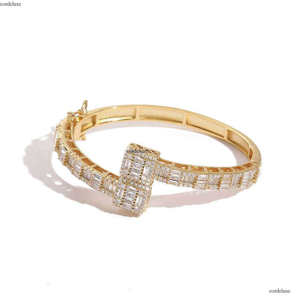 Jewelry Mixed Inlay T Cubic Zirconia Men's Real Gold Plating Trendy Hip Hop Bracelet