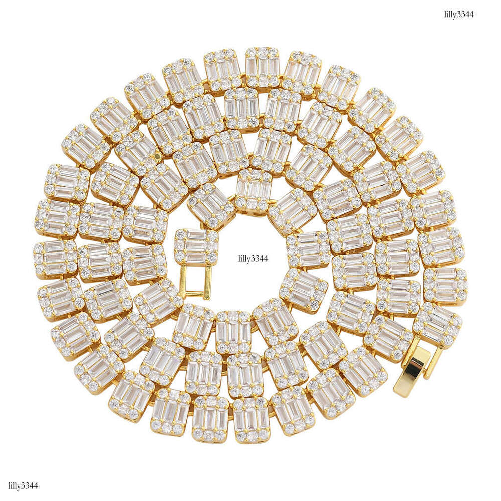 9mm Cubic Hip-Hop Necklace T-Cubic Moissanite chain Mixed Inlay Dominant Men's Collarbone Chain