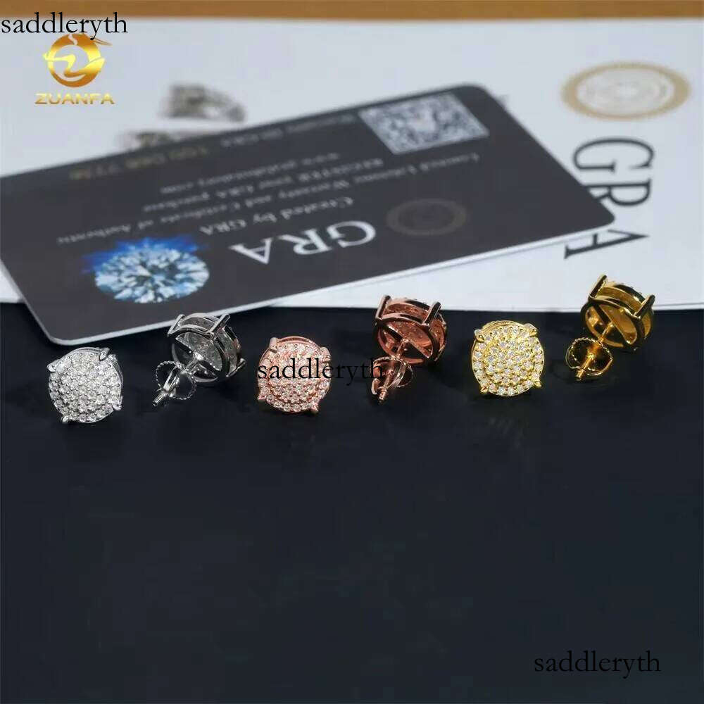 Iced Out Jewelry Fashion Hip Hop Style VVS Moissanite Sterling Sier Dia Stud Earrings 0b 11