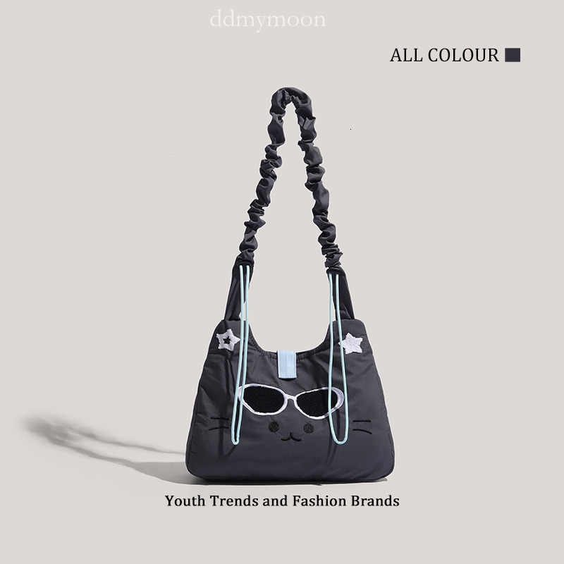 New Cute Cat Tote Large Capacity Canvas Adjustable Shoulder Crossbody Bag for Women ddmymoon