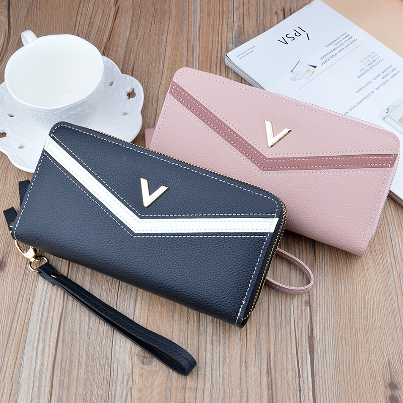New Women's Wallet Long Double Zipper Clutch Fashion Color Block Large Designer Bag Capacity Double Layer Wallet Luxury Bag Coin Purse Phone Bag