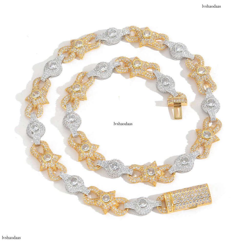 New Necklace 10mm Eye Cuban Chain Micro-Paved Moissanite chain Creative Niche Unisex Hip-Hop Accessories