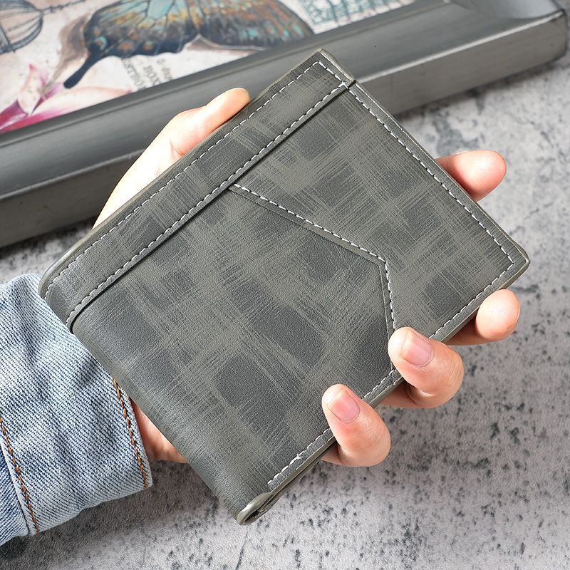 Men's Short Multi-card Slot Business Wallet Fashion Men's Zipper Coin Purse Luxury Bag Large Capacity Men's Youth Money Clip