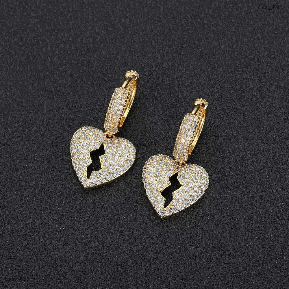 Heartbreak Hip Hop Full Zircon Personality Unisex Hiphop Stud Earrings