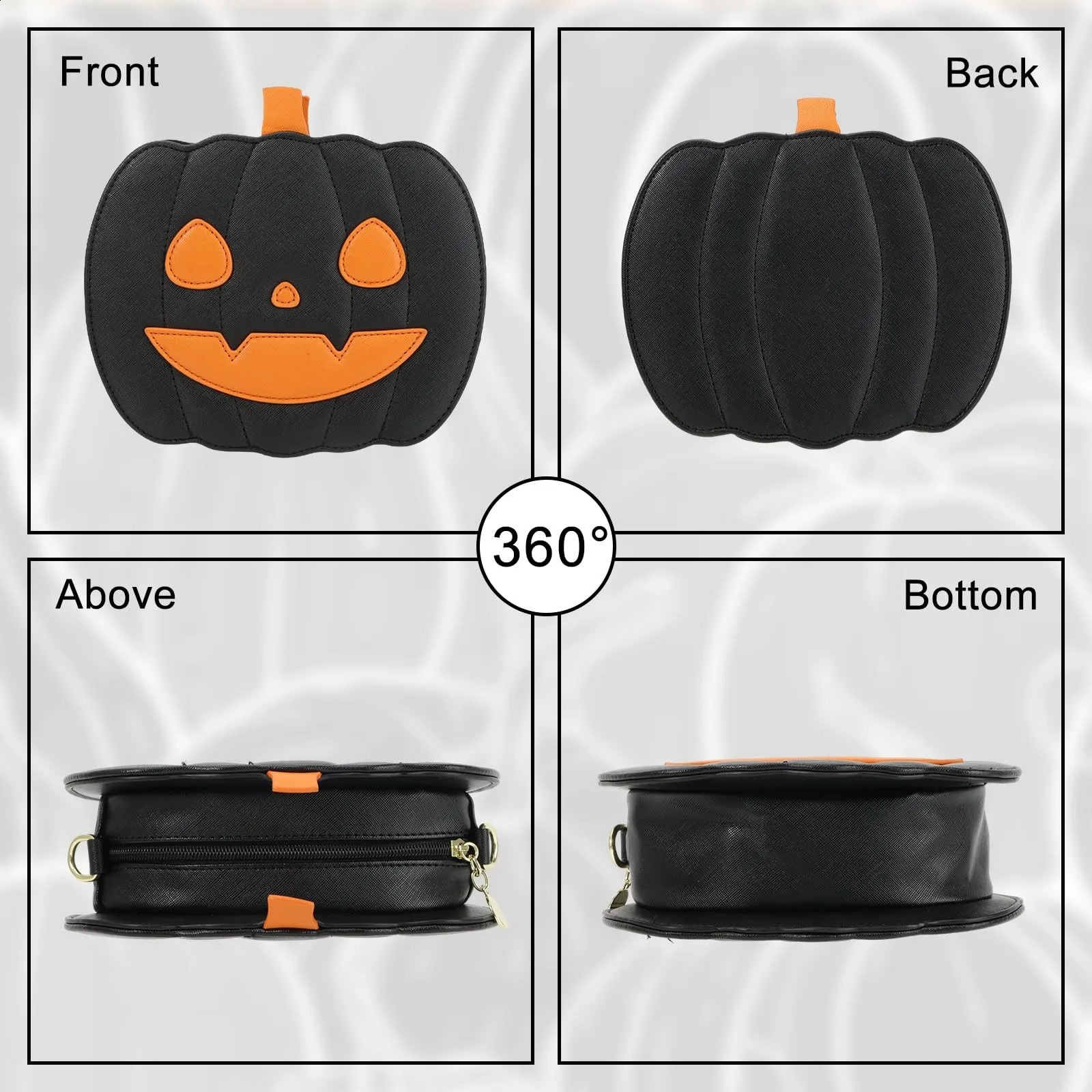 Halloween Funny Pumpkin Bag With Zipper Adjustable Strap Creative Cartoon Shoulder Bag Personalized Pumpkin Bag 250807