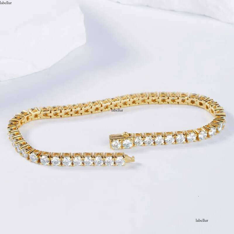 LOKKEI Non-tarnish Gold Plated 3MM Moissanite Dia Tennis Bracelet for Women Hip-Hop Style Jewelry Wholesale