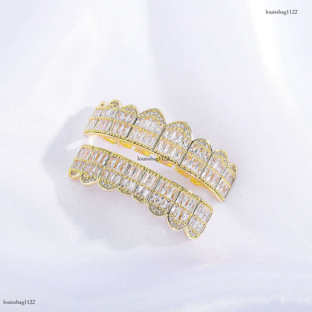 Super Shiny Fire Color Full Square Dia Hip-Hop Style Teeth Jewelry Grillz