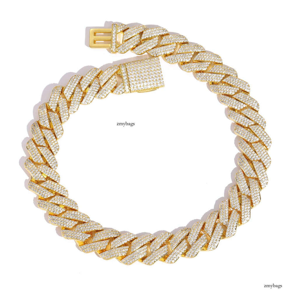 Hip Hop 20mm Three Row Moissanite chain Cuban Chain Thick Rhombus Trendy Brand Jewelry Full Dia Men's Necklace