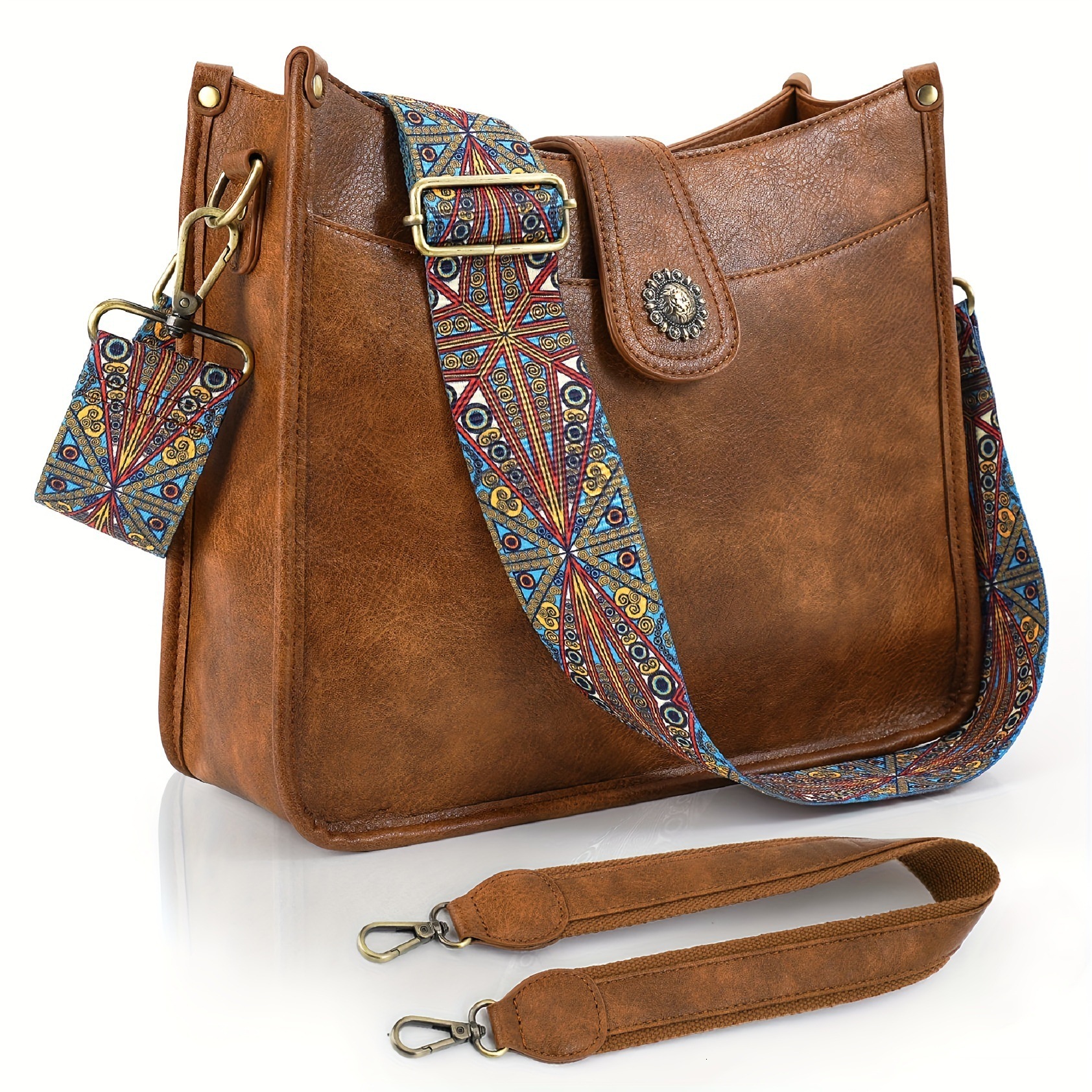 Designer single-shoulder bag and crossbody bag women Versatile Unisex Retro Style Crossbody Bag PU Leather
