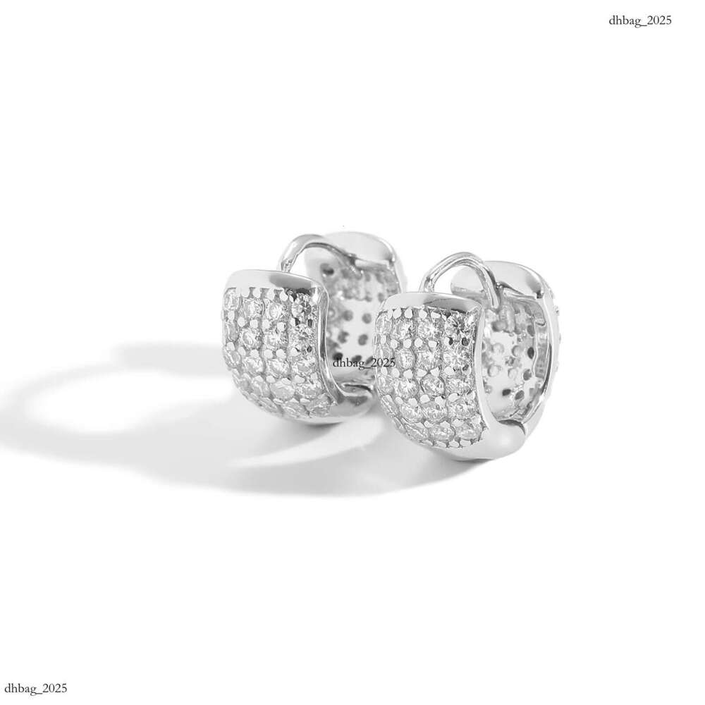 Moissanite Full Dia Personality Men's Trendy Hip Hop Sier Jewelry Earrings