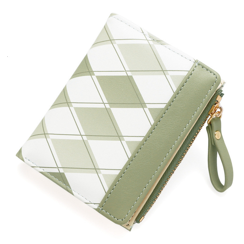 Small Wallet For Women, High-end Feel, Small Foldable Wallet, Short Plaid Luxury Bag Color-block Simple Coin Purse, Clutch Bag, Cross-border