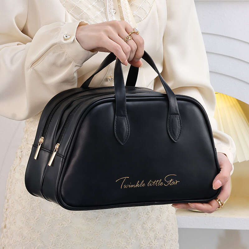 New Double-Layer Portable Makeup Organizer Fashion PU Skincare Storage Handheld Enhancing Beauty Toiletry Bag