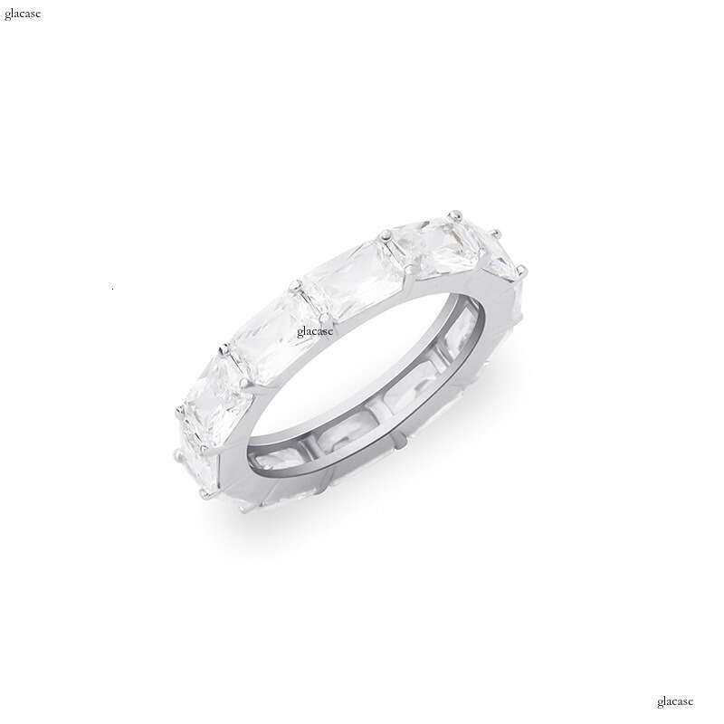 New Square Zircon Real Gold Plated Hip Hop Simple Ring Jewelry BlingBling
