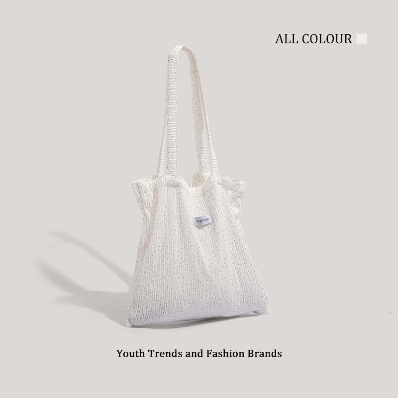 Polka Dot Female Student Korean Version Large Capacity Shoulder Lazy Style Tote Bag Versatile Handbag ddmymoon